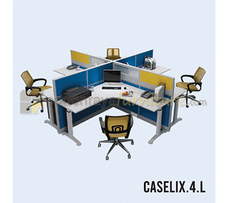 Panen Raya Furniture Workstation 4 Seater HPL Indachi Caselix.4.L