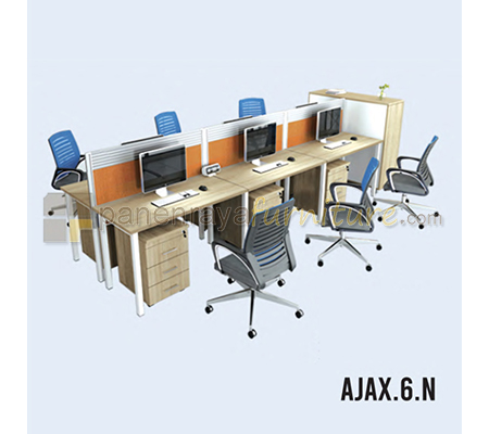 Panen Raya Furniture Workstation 6 Seater Indachi Ajax.6.N