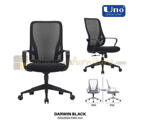 Panen Raya Furniture Kursi Kantor UNO Darwin Black-Black