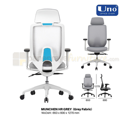 Panen Raya Furniture Kursi Kantor UNO Munchen HR Grey-Grey