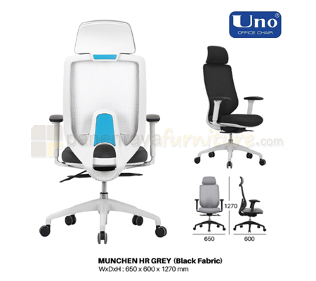 Panen Raya Kursi Kantor UNO Munchen HR Grey-Black