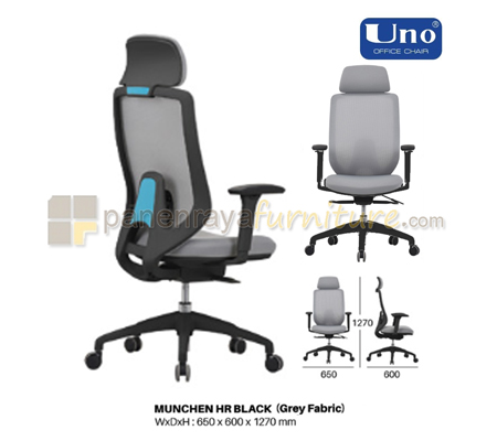 Panen Raya Furniture Kursi Kantor UNO Munchen HR Black-Grey