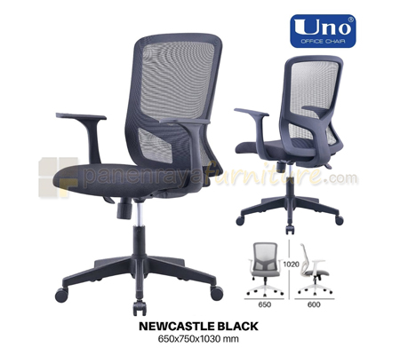 Panen Raya Furniture Kursi Kantor UNO Newcastle Black-Black