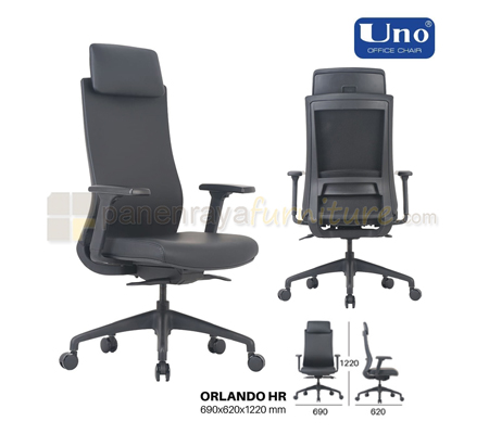 Panen Raya Furniture Kursi Kantor UNO Orlando HR Black-Grey