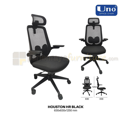Panen Raya Furniture Kursi Kantor UNO Houston HR Black-Black