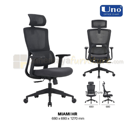 Panen Raya Furniture Kursi Kantor UNO Miami HR Black-Black