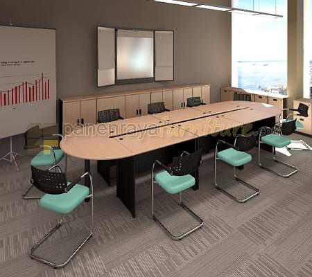 Panen Raya Furniture Meja Meeting UNO Classic Plus Lemari Arsip Rendah Beech