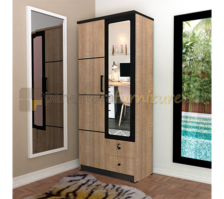 Panen Raya Lemari Pakaian 2 Pintu Romaro LPP 22 LR Brown 80x43x180