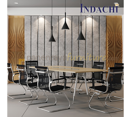 Panen Raya Furniture Meja Meeting Top Plus Glass Indachi A One DMTG 114 A O Maple 180x120x75