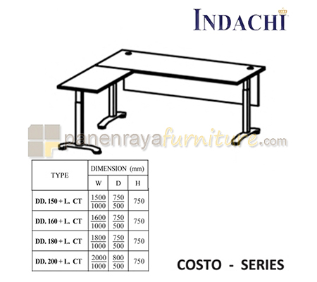 Panen Raya Furniture Meja Kantor Indachi Costo DD 180 L CT 180x75x75 Maple Melamine
