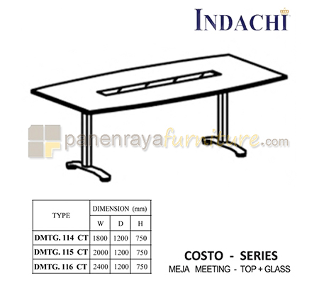 Panen Raya Meja Meeting Top Plus Glass Indachi Costo DMTG 114 CT Maple 180x120x75 Melamine
