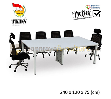 Panen Raya Furniture Meja Meeting Besar Kaki Besi Lunar QDR 240 White 240x120x75