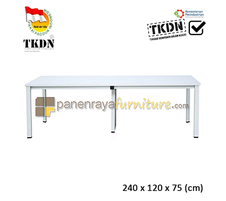 Meja Meeting Besar Kaki Besi Lunar QDR 240 White 240x120x75