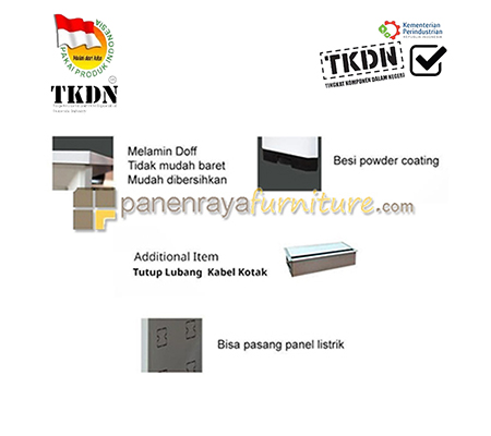 Meja Meeting Besar Kaki Besi Lunar QDR 240 White 240x120x75