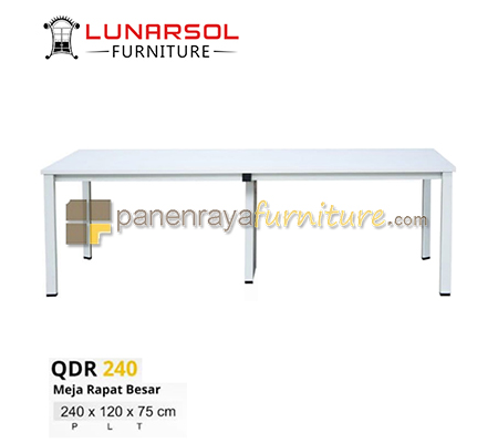Meja Meeting Besar Kaki Besi Lunar QDR 240 White 240x120x75