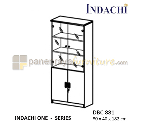 Panen Raya Furniture Lemari Arsip Tinggi Pintu Panel Plus Pintu Atas Kaca Indachi One DBC 881 80x40x182 Melamine