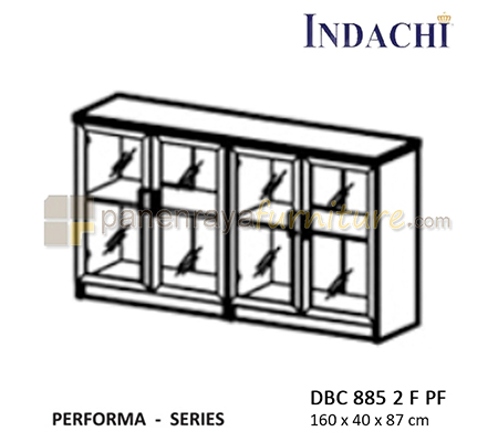 Panen Raya Furniture Lemari Arsip Rendah Double Pintu Kaca Frame Indachi Performa DBC 885 2 F PF Maple 160x40x87 Melamine