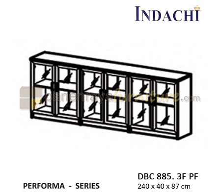 Panen Raya Lemari Arsip Rendah Double Pintu Kaca Frame Indachi Performa DBC 885 3 F PF Maple 240x40x87 Melamine