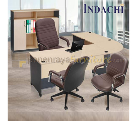 Panen Raya Furniture Meja Direktur Plus Laci Dorong Plus Lemari Arsip Indachi Performa Series Maple 260x200x75