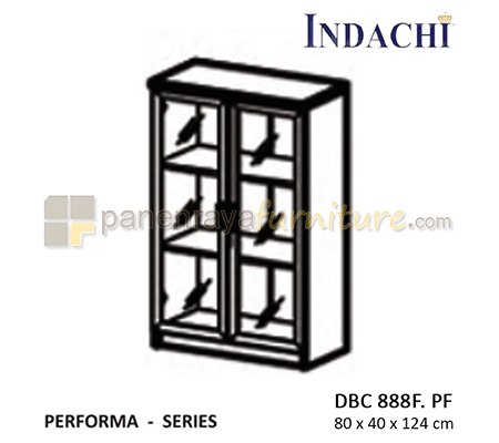 Panen Raya Furniture Lemari Arsip Sedang Pintu Kaca Frame Indachi Performa DBC 888 F PF Maple 80x40x124 Melamine