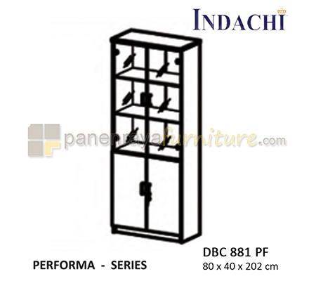 Panen Raya Lemari Arsip Tinggi Pintu Panel Plus Pintu Kaca Indachi Performa DBC 881 PF Maple 80x40x202