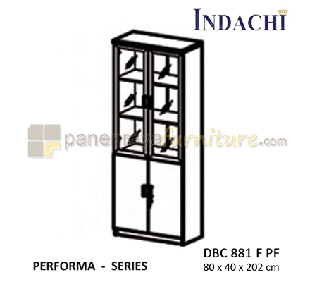 Panen Raya Furniture Lemari Arsip Tinggi Pintu Panel Plus Pintu Kaca Frame Indachi Performa DBC 881 F PF Maple 80x40x202