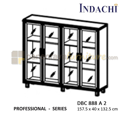 Panen Raya Furniture Lemari Arsip Sedang Double Pintu Kaca Indachi DBC 888 A 2 Beech 158x40x133 Melamine