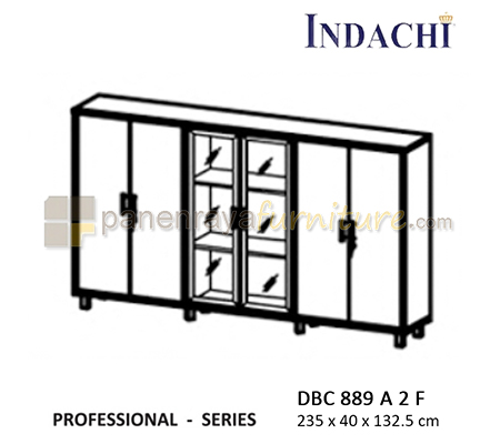 Panen Raya Lemari Arsip Sedang Pintu Panel dan Kaca Indachi Professional DBC 889 A 2 F Beech 158x40x133 Melamin