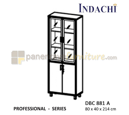 Panen Raya Lemari Arsip Tinggi Pintu Panel dan Pintu Kaca Indachi Professional DBC 881 A Beech 80x40x214 Melami