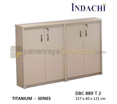 Panen Raya Furniture Lemari Arsip Sedang Double Pintu Panel Indachi Titanium DBC 889 T 2 Maple 157x40x121 Melamine