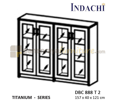 Panen Raya Furniture Lemari Arsip Sedang Pintu Kaca Frame Indachi Titanium DBC 888 T 2 Maple 150x40x121 Melamine