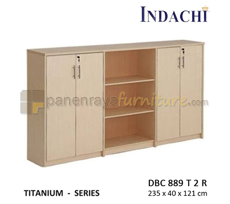 Panen Raya Furniture Lemari Arsip Sedang Double Pintu Panel Plus Rack Indachi Titanium DBC 889 T 2 R Maple 235x40x121 