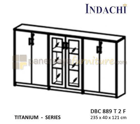 Panen Raya Furniture Lemari Arsip Sedang Pintu Panel Plus Kaca Frame Indachi Titanium DBC 889 T 2 F Maple 235x40x121 Mela