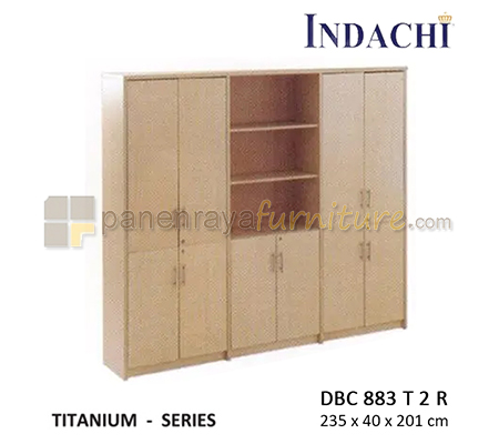 Panen Raya Lemari Arsip Tinggi Kombinasi Pintu Panel dan Rak Indachi Titanium DBC 883 T 2 R Maple 235x40x201