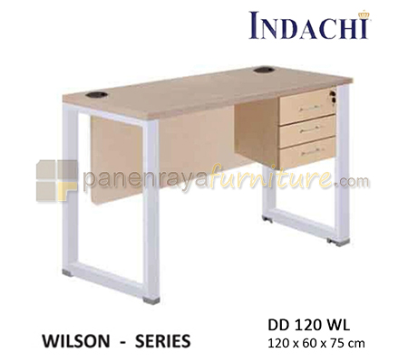 Panen Raya Furniture Meja Kantor Plus Laci Gantung 3 Laci Indachi Wilson DD 120 WL 120x60x75 Melamine