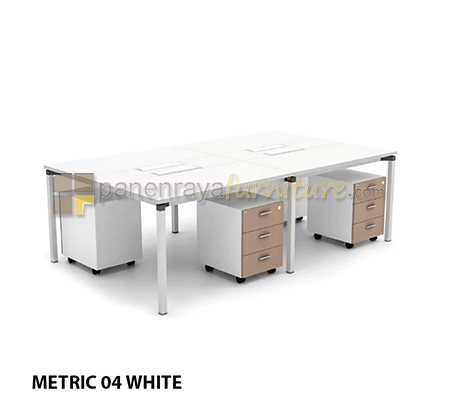 Panen Raya Workstation Staff 4 Seater HighPoint Metric 04 1670 White