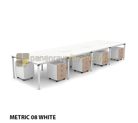 Panen Raya Furniture Workstation Staff 8 Seater HighPoint Metric 08 1670 White