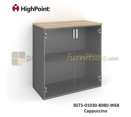 Panen Raya Lemari Arsip Rendah 2 Pintu Kaca HighPoint Storio BSTS 01030 8080 W68 Cappuccino