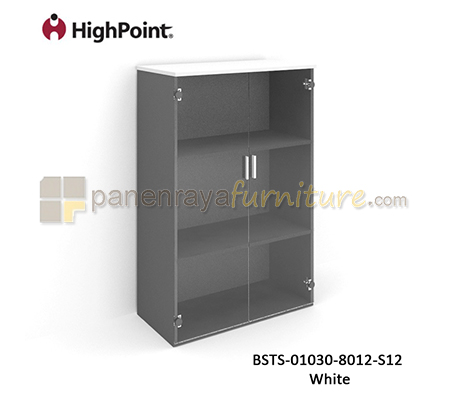 Panen Raya Furniture Lemari Arsip Tinggi 2 Pintu Kaca HighPoint Storio BSTS 01030 8012 S12 White
