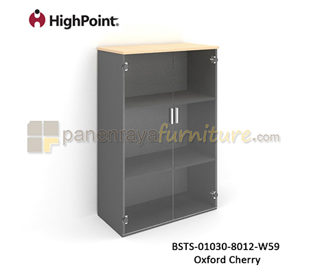 Panen Raya Lemari Arsip Tinggi 2 Pintu Kaca HighPoint Storio BSTS 01030 8012 W59 Light Beech