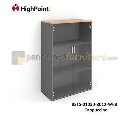 Panen Raya Furniture Lemari Arsip Tinggi 2 Pintu Kaca HighPoint Storio BSTS 01030 8012 W68 Cappuccino
