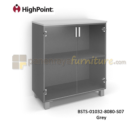 Panen Raya Lemari Arsip Rendah 2 Pintu Kaca Kaki Plastik HighPoint Storio BSTS 01032 8080 S07 Grey
