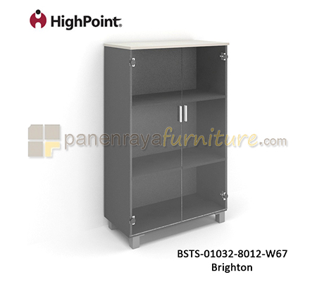 Panen Raya Furniture Lemari Arsip Tinggi 2 Pintu Kaca Kaki Plastik HighPoint Storio BSTS 01032 8012 W67 Brighton