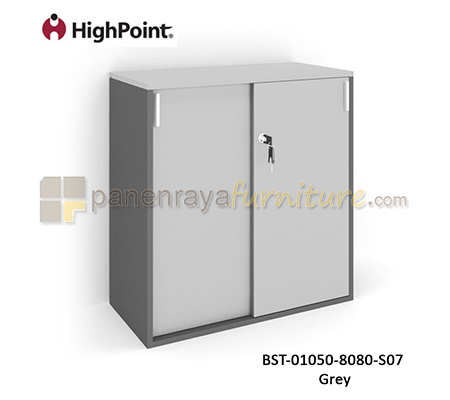 Panen Raya Furniture Lemari Arsip Rendah 2 Pintu Sliding HighPoint Storio BST 01050 8080 S07 Grey
