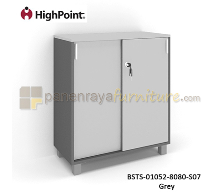 Panen Raya Furniture Lemari Arsip Rendah 2 Pintu Sliding Kaki Plastik HighPoint Storio BSTS 01052 8080 S07 Grey