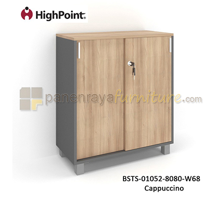 Panen Raya Furniture Lemari Arsip Rendah 2 Pintu Sliding Kaki Plastik HighPoint Storio BSTS 01052 8080 W68 Cappuccino