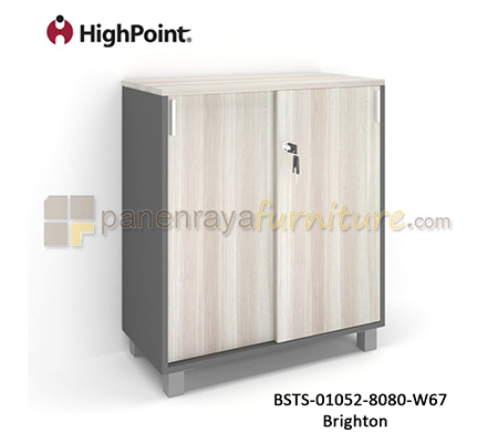 Panen Raya Furniture Lemari Arsip Rendah 2 Pintu Sliding Kaki Plastik HighPoint Storio BSTS 01052 8080 W67 Brighton