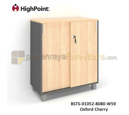 Panen Raya Furniture Lemari Arsip Rendah 2 Pintu Sliding Kaki Plastik HighPoint Storio BSTS 01052 8080 W59 Light Beech