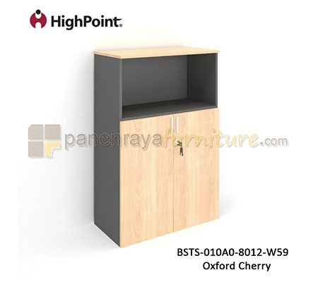 Panen Raya Furniture Lemari Arsip Tinggi Kombinasi Rak Dan 2 Pintu Panel HighPoint Storio BSTS 010A0 8012 W59 Cherry