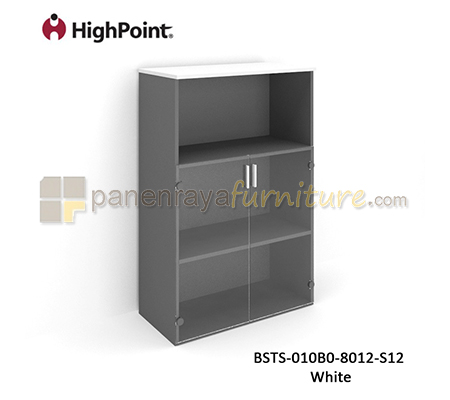 Panen Raya Furniture Lemari Arsip Tinggi Kombinasi Rak Dan 2 Pintu Kaca HighPoint Storio BSTS 010B0 8012 S12 White